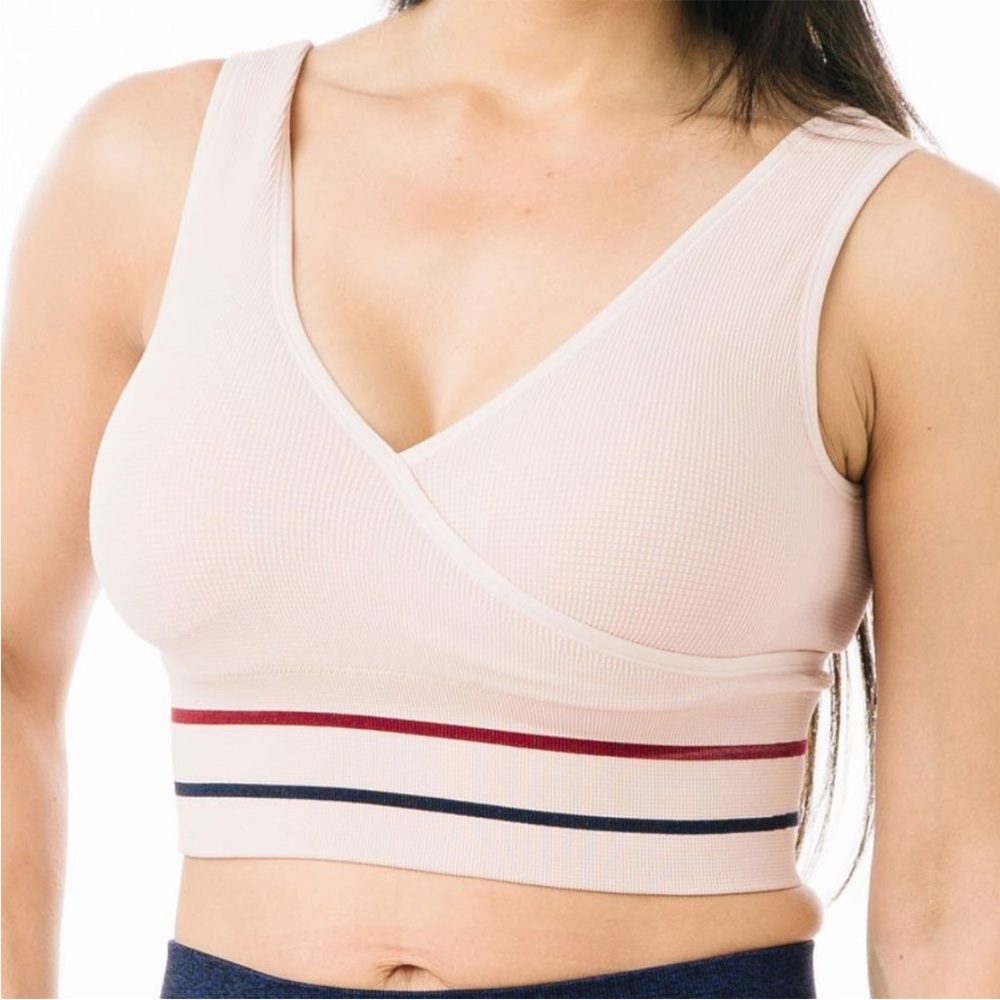 Zyia Active Blossom Waffle Stripe Bra Medium